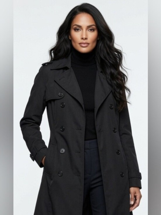 GAP Jackets & Blazers - GAP Women Black Double-Breasted Trench Coat ( Size: XS)